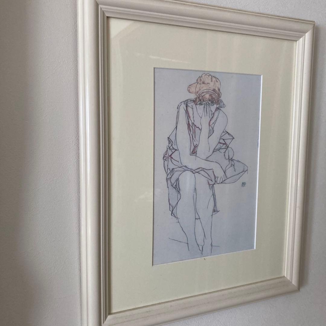 エゴン・シーレのアート作品（フレーム付き）