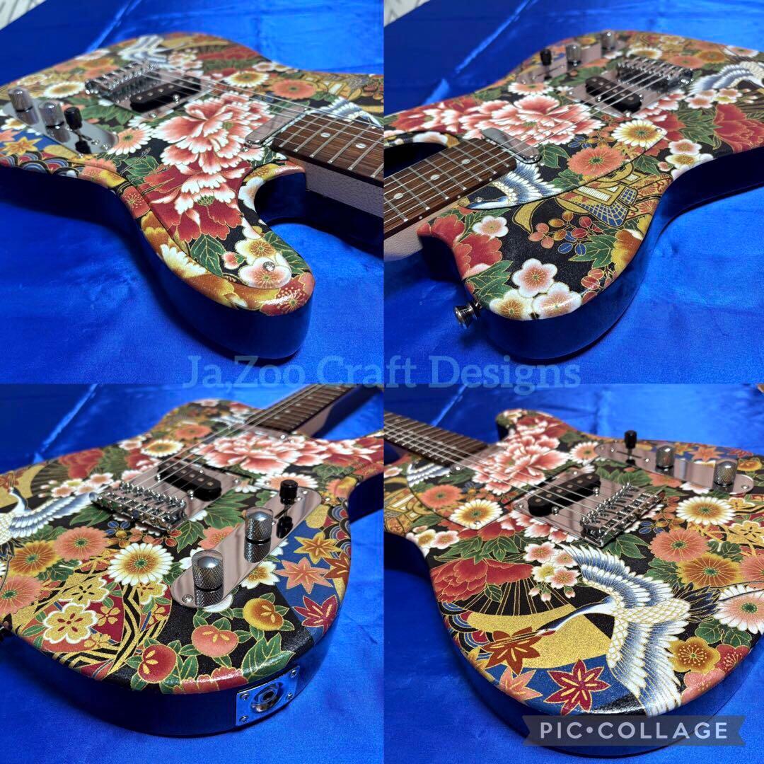 ❤️No,113❤️国産和柄 百花舞鶴 テレキャスター エレキギター