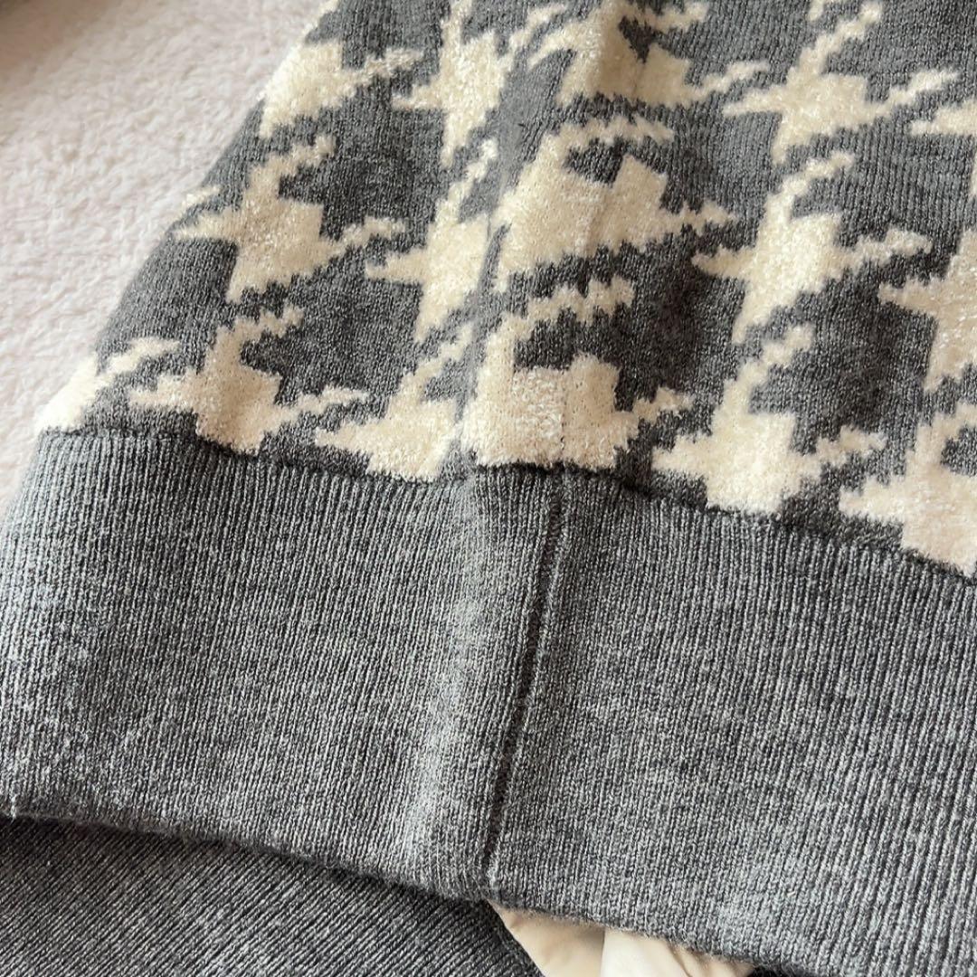 美品　ビームスゴルフ　ウール　セーター　千鳥　ニット　裏地付　防風　L