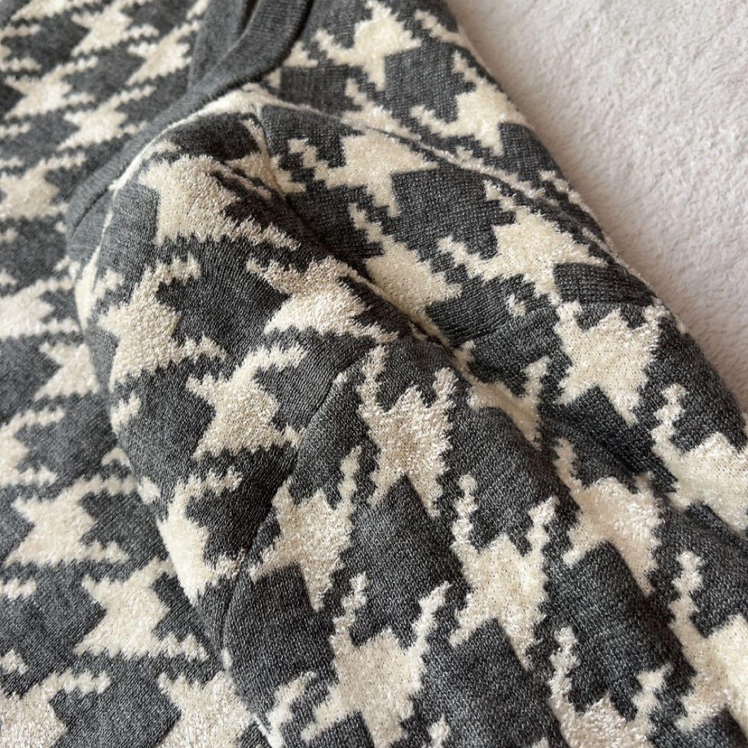 美品　ビームスゴルフ　ウール　セーター　千鳥　ニット　裏地付　防風　L