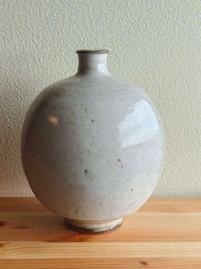 生田和孝 丹波焼 白釉扁壷 師：河合寛次郎 花瓶 花生