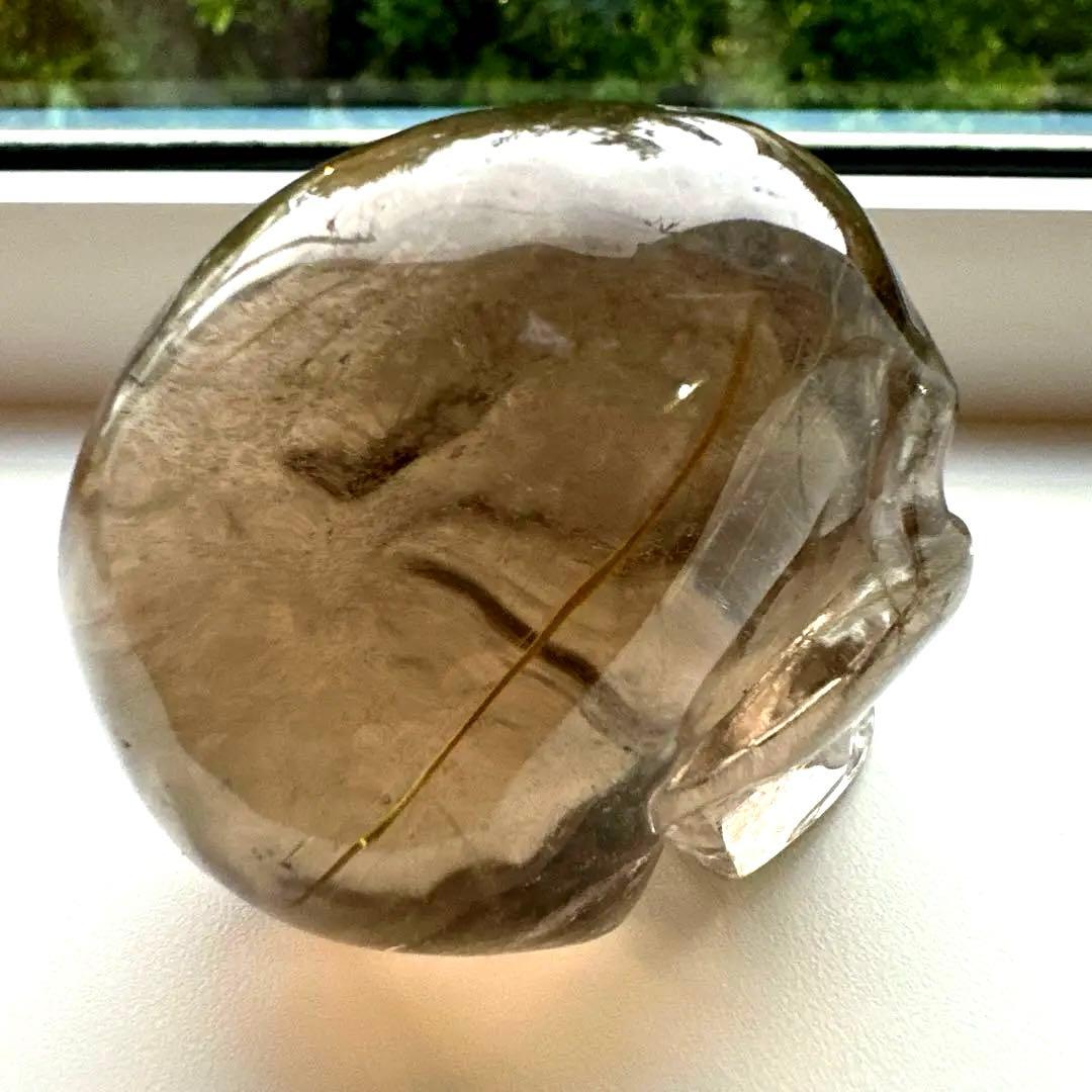 スモーキー　ルチル　スカル　146.8g ゴールデンルチル　金運