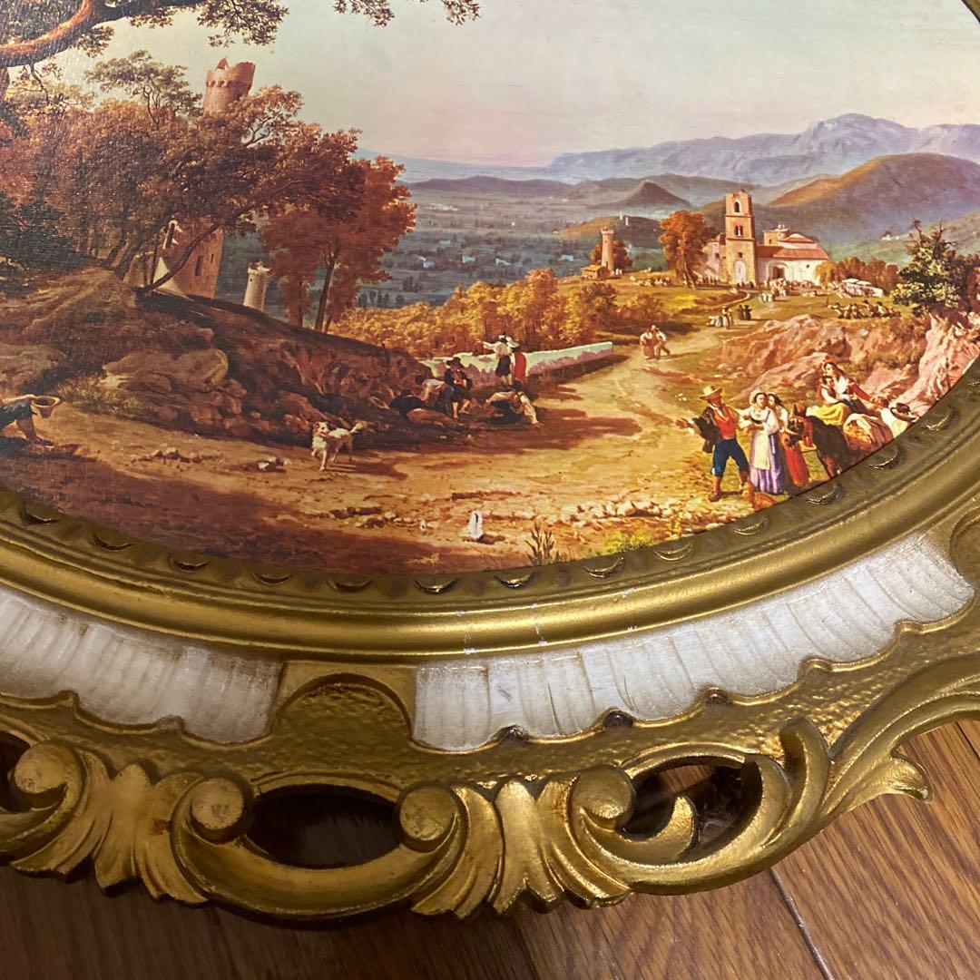 イタリア　絵画レプリカ　アンティーク額絵　壁掛け　金縁　69×59㎝