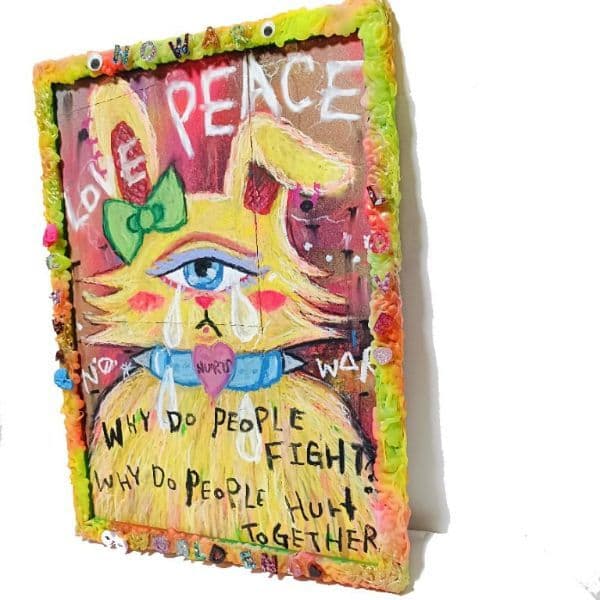 【一点物アート】HURTS-嘆きのうさぎ-【A3サイズ. 現代アート