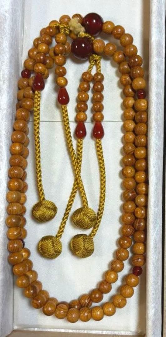 真澄寺悠音精舎落慶記念　お念珠(平成5年3月) 【新品未使用】 〈欅、メノウ〉