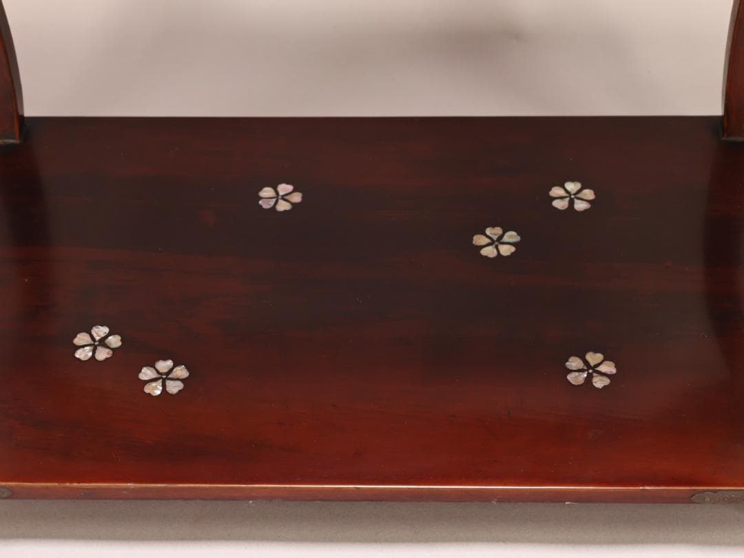 BK431　時代唐木　木製漆器　器局　螺鈿細工扉　雲意匠金具　煎茶道具