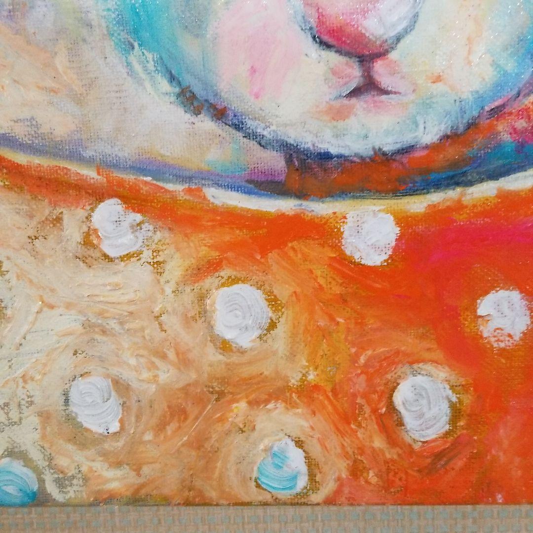 油絵　専用　素焼きのポットに入った花冠のうさぎ