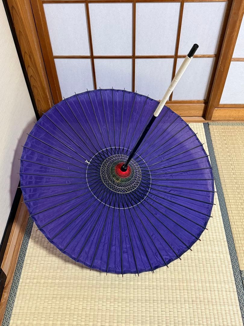 蛇の目傘　番傘　絹　シルク　紺　和傘　傘　二段継　舞踊　大衆演劇　着物　撮影