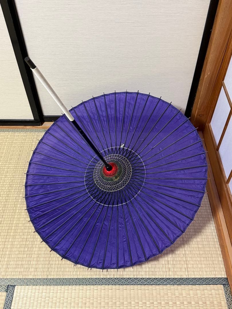 蛇の目傘　番傘　絹　シルク　紺　和傘　傘　二段継　舞踊　大衆演劇　着物　撮影