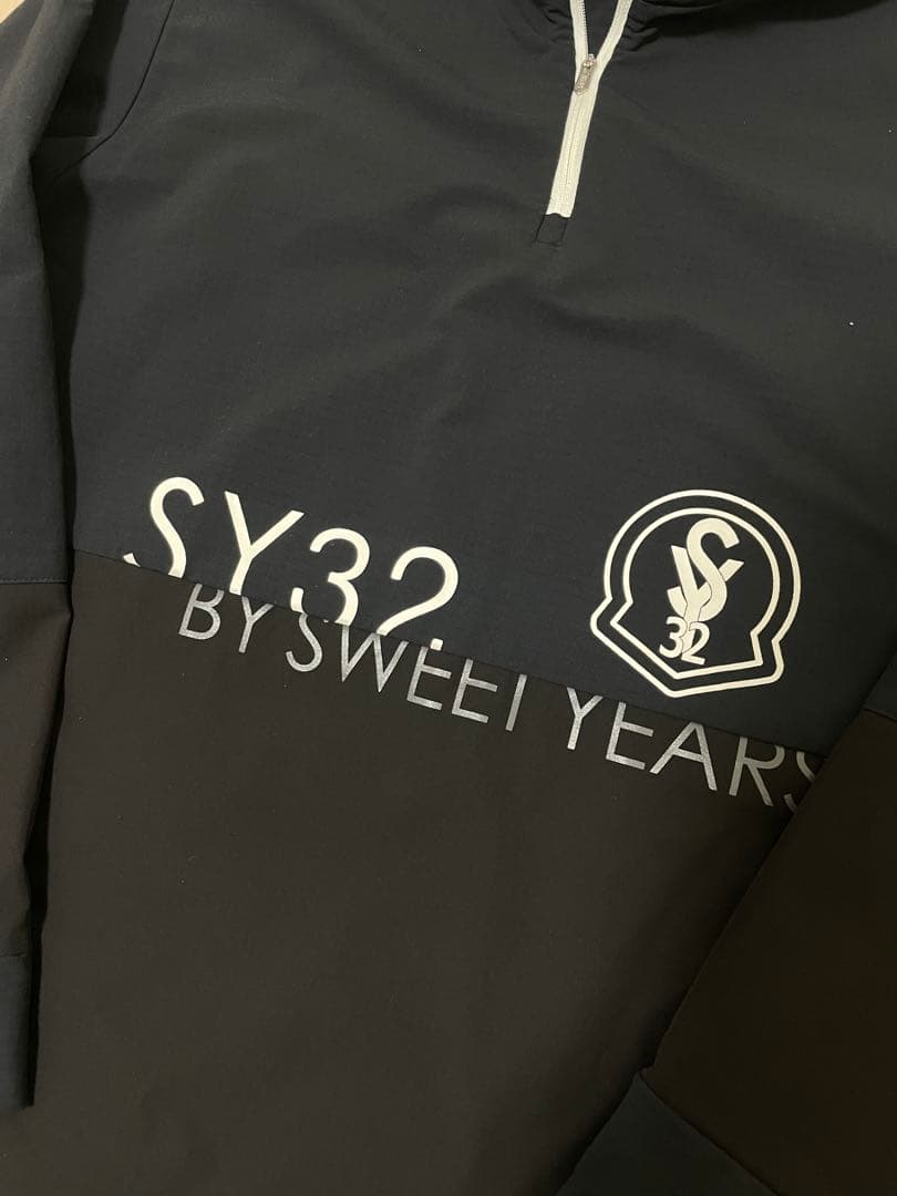 【美品】SY32 GOLF ハーフジップ L 黒 裏起毛 防風 ストレッチ