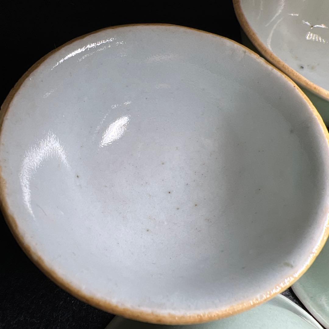 中国清朝時代　南京青磁煎茶碗10客　口径約6.5㎝　東Y7-1208☆2Fトコオ