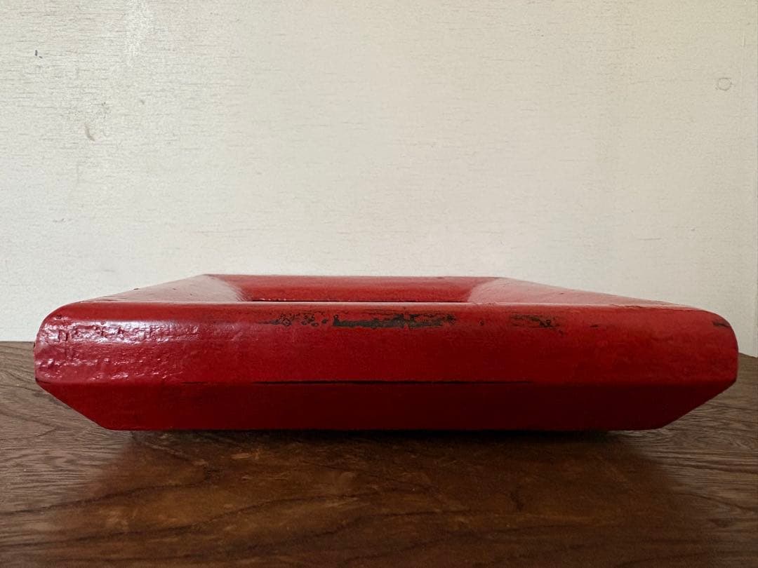 松崎融　朱漆塗　額縁　漆塗り　漆器