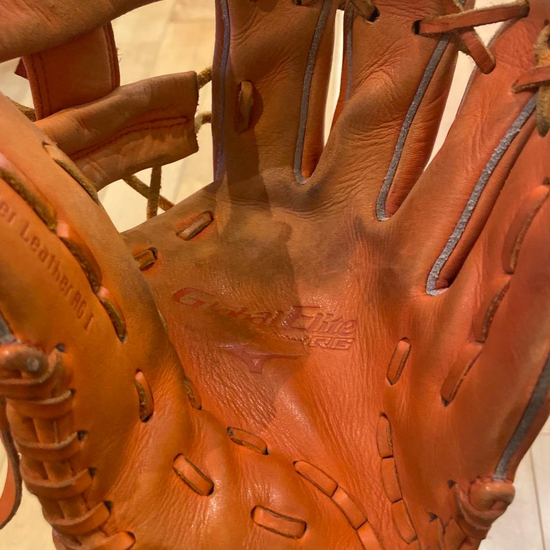 Mizuno グラブ オレンジ レザー軟式（坂本勇人モデル）