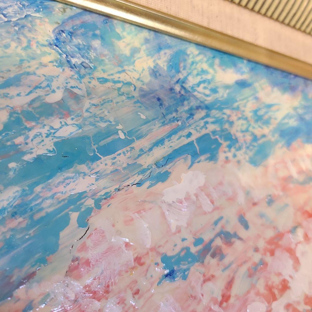 桜  油絵   額縁付き
