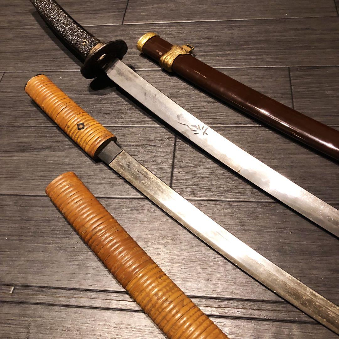 模造刀　2本セット　太刀　脇差　骨董品　ジャンクあり　藤牧　白鞘