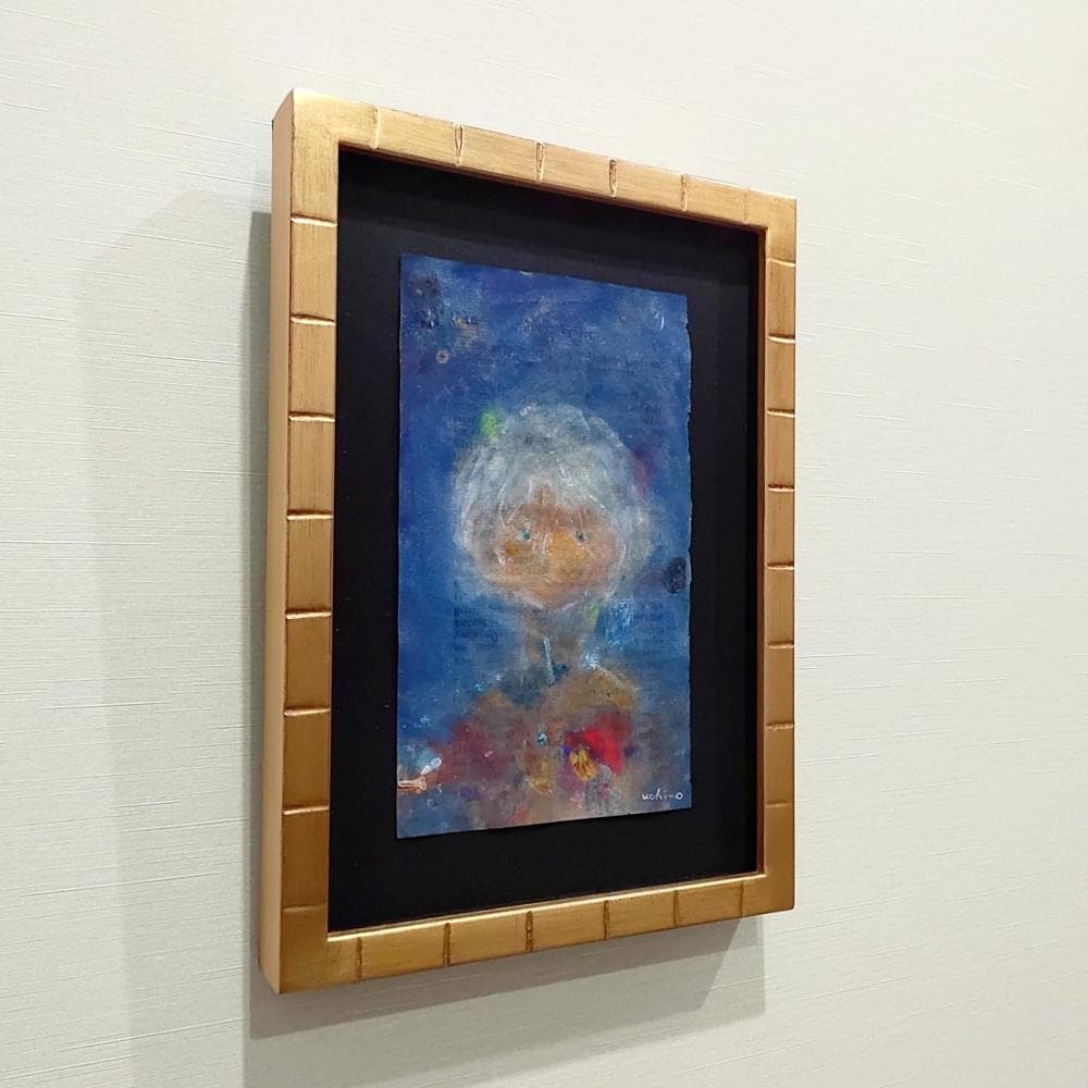 内野隆文　肖像　人物画　絵画　現代美術　アート　アンティークペーパー　額縁