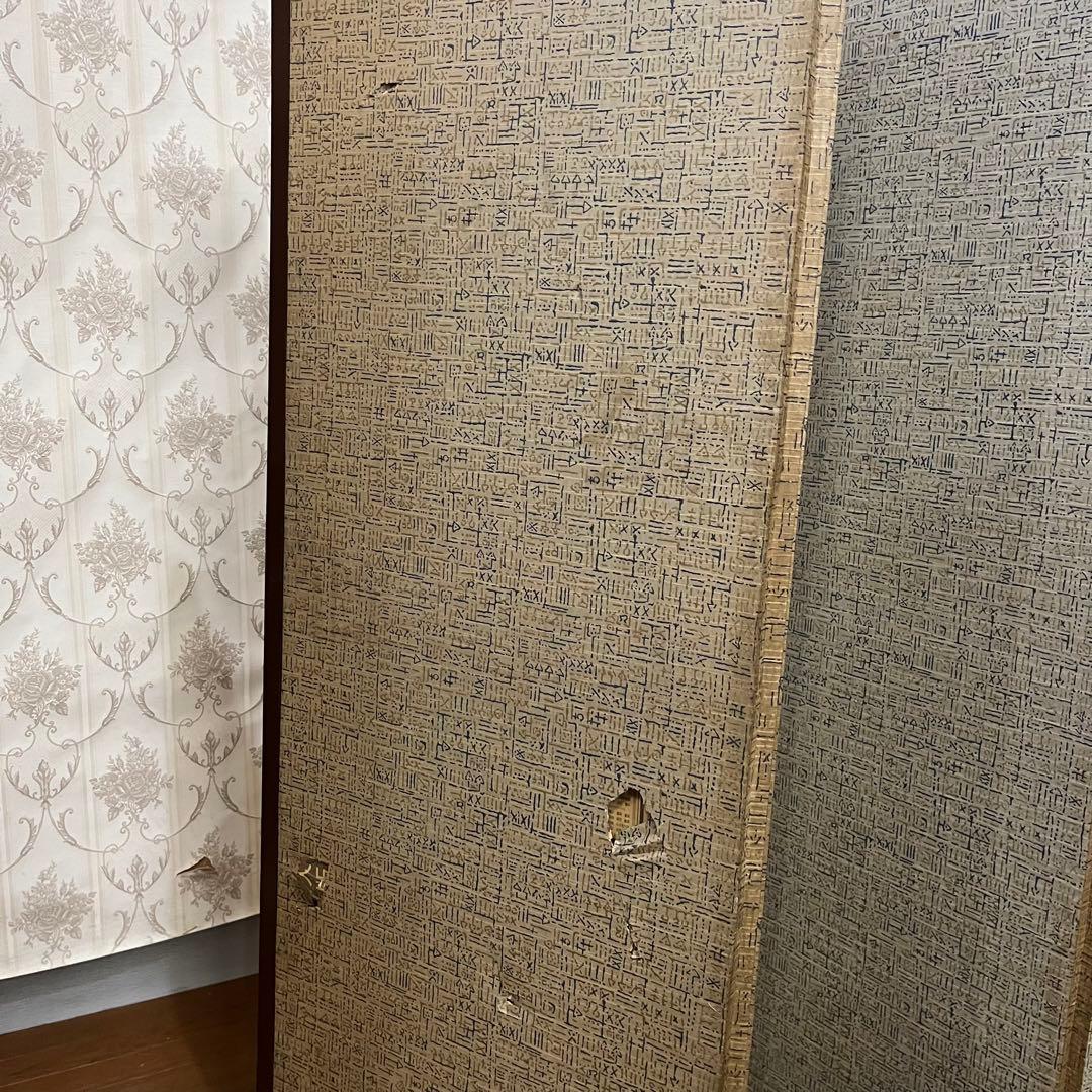 【アンティーク】昭和レトロ 御肉筆屏風 風景画 書 6枚 パーテーション 衝立