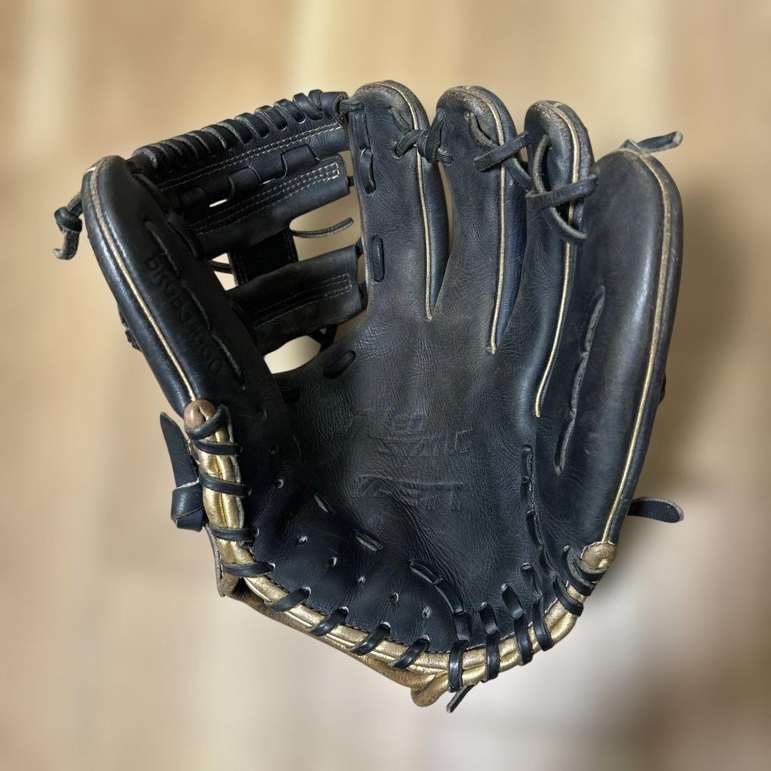 ZETT 軟式グローブ 黒 ゴールドアクセント