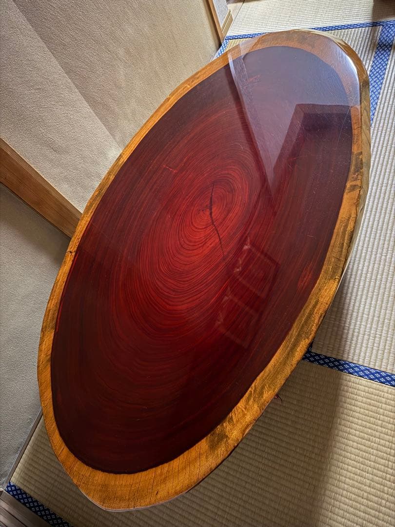 【中古】一枚板高級座卓　昭和レトロ　ヴィンテージ　古民家家具　ローテーブル