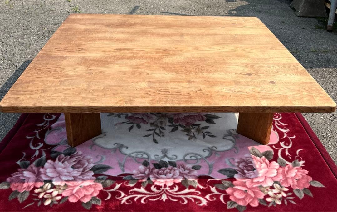 【アンティーク】木製 無垢 1枚板 座卓 ローテーブル センターテーブル 正方形