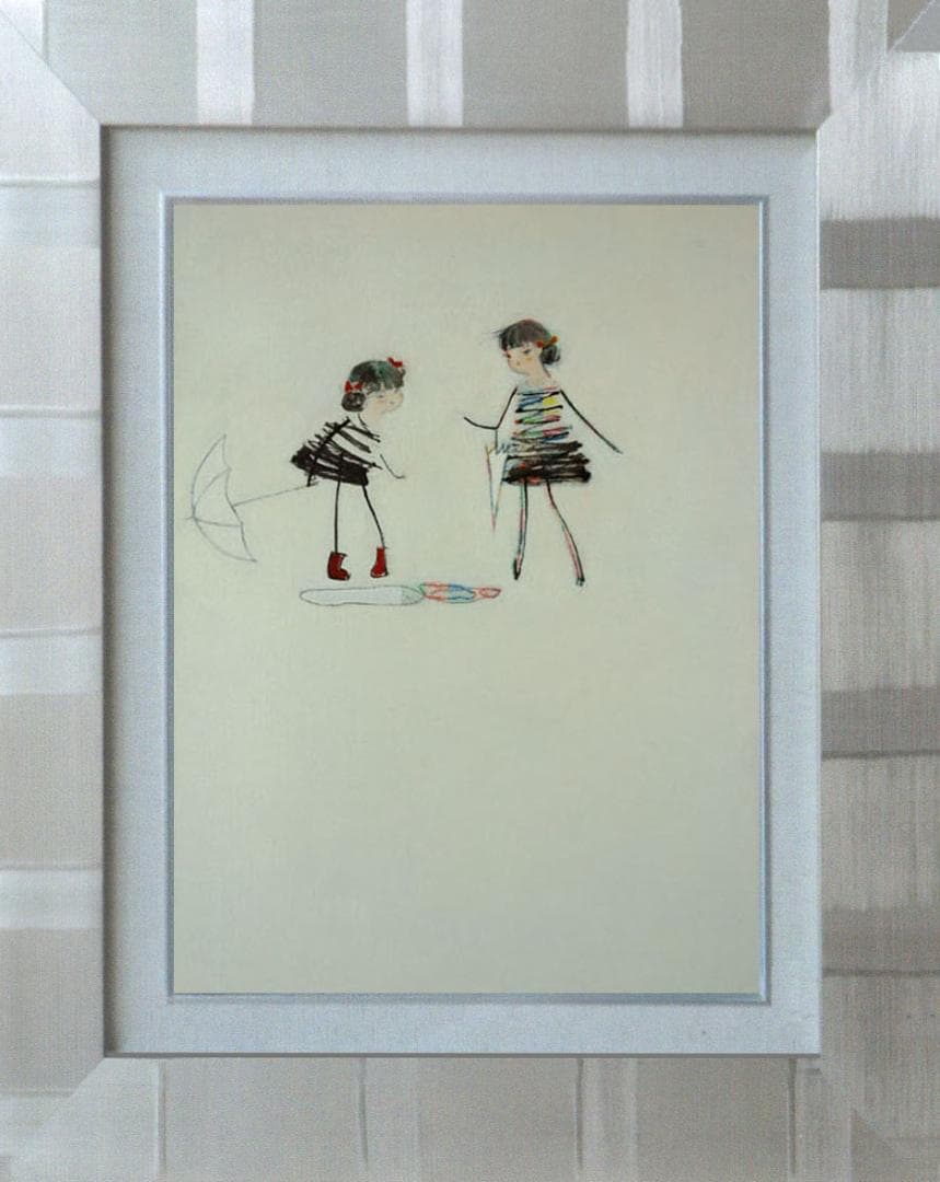 油絵 絵 絵画 インテリア F4-040314 人物 可愛い子供たち 雨上がり