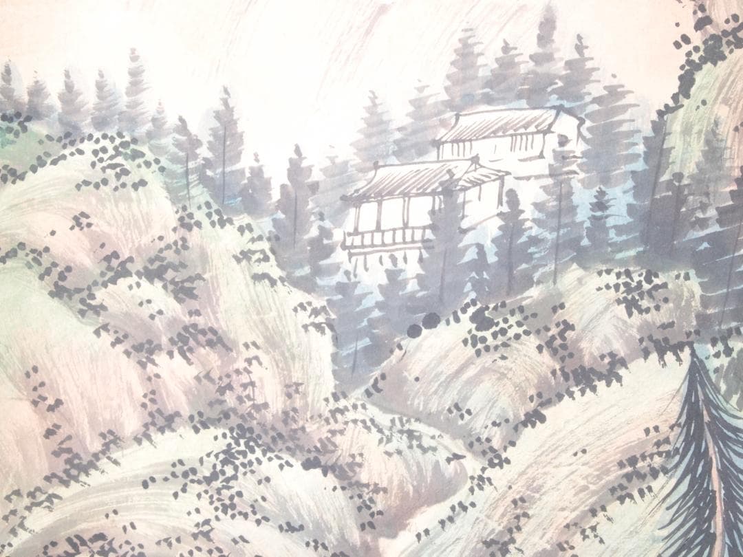 骨董掛け軸】風景図 中国　唐時代 肉筆保證 掛け軸AK1018-2A10-3