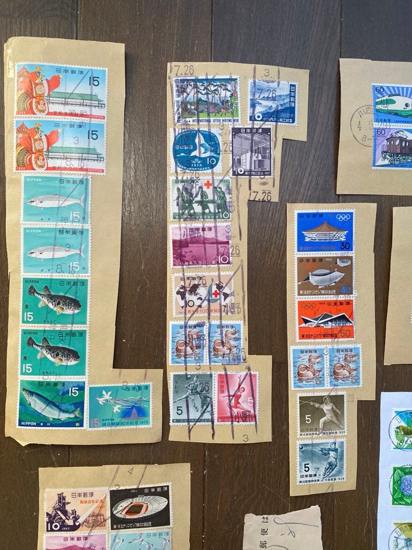 G レア 55枚　使用済み切手　紙物　記念切手　1957年　昭和レトロ　消印