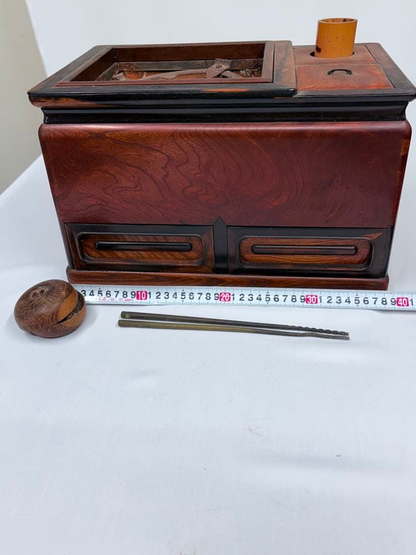 火鉢 火箸 引き出し付き 長火鉢 五徳 古民具 時代物アンティーク 昭和レトロ