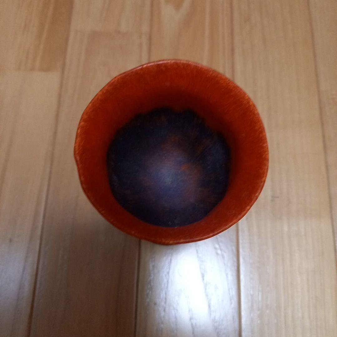 酒器　馬上杯　馬上盃　骨董　赤と黑の趣きのあるグラス