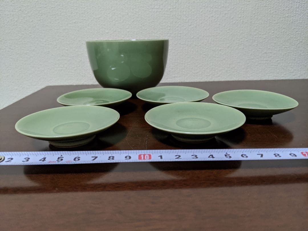 ♦希少 遺品少数！江戸時代 鍋島青磁 柿右衛門青磁 碁笥底 茶碗 茶托 骨董品