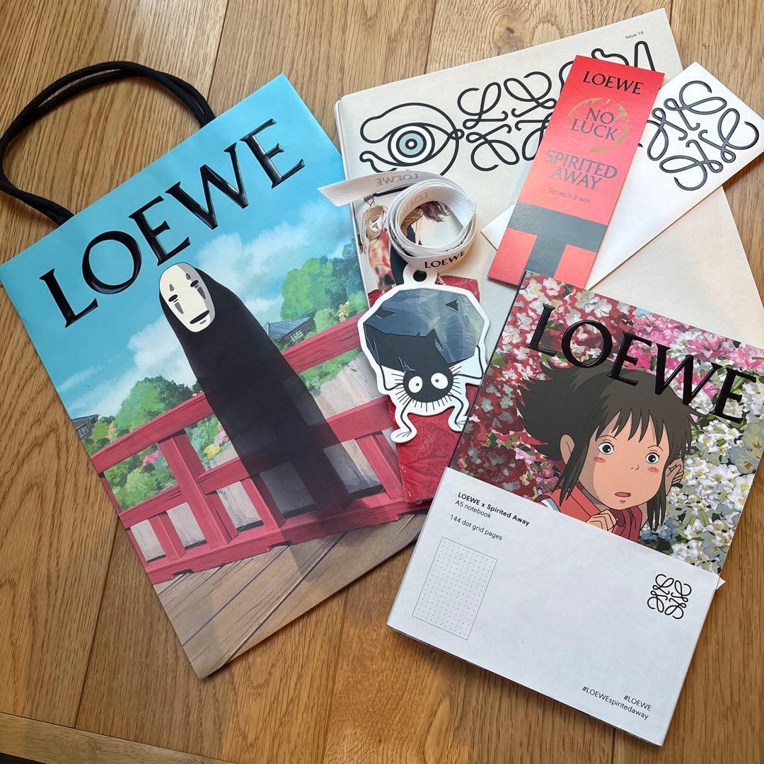 ロエベ LOEWE ジブリ 千尋　ノート 袋　湯札　リボン　千と千尋　ノベルティ