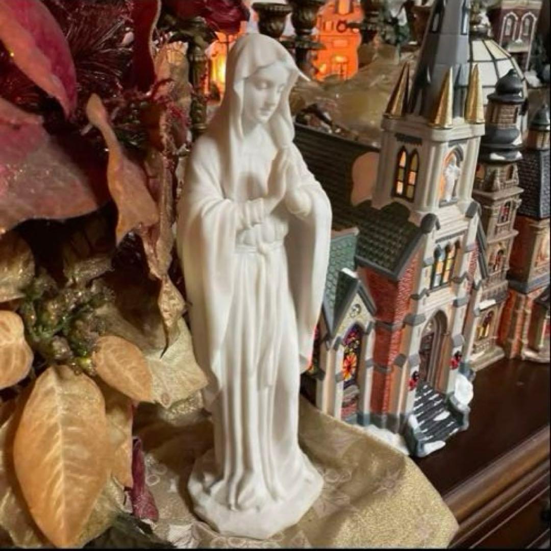 聖母 マリア像 キリスト教美術彫刻像 高さ約29cm ふーこ