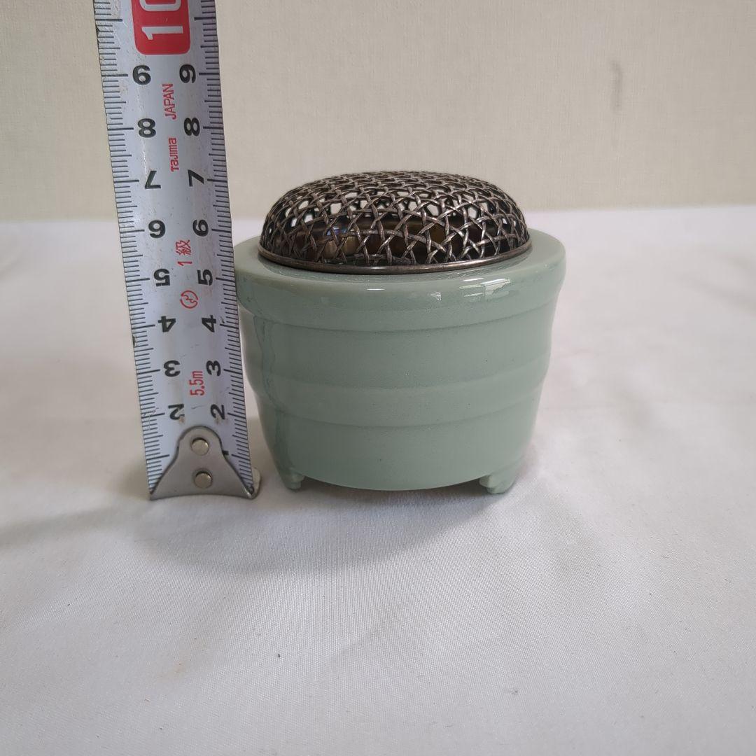 諏訪蘇山 青磁香爐 網目火屋 共箱
