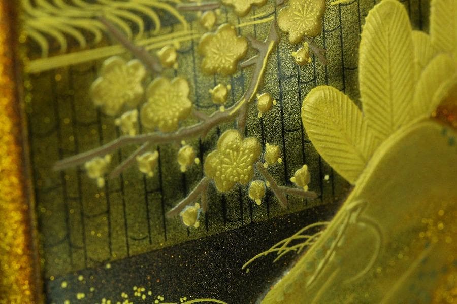 名品 輪島塗 初音蒔絵 香炉 純銀 火屋 美品(Ｋ-YC574)