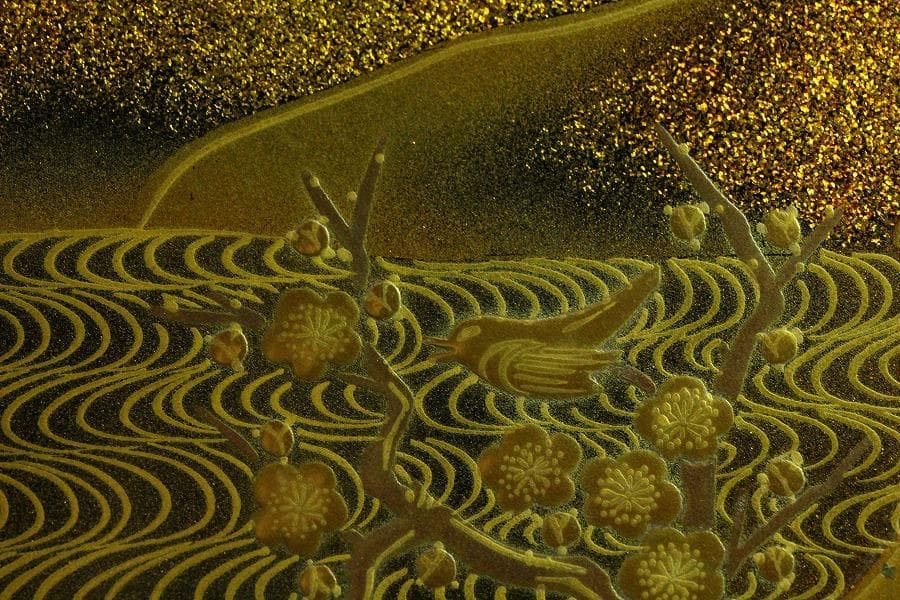 名品 輪島塗 初音蒔絵 香炉 純銀 火屋 美品(Ｋ-YC574)