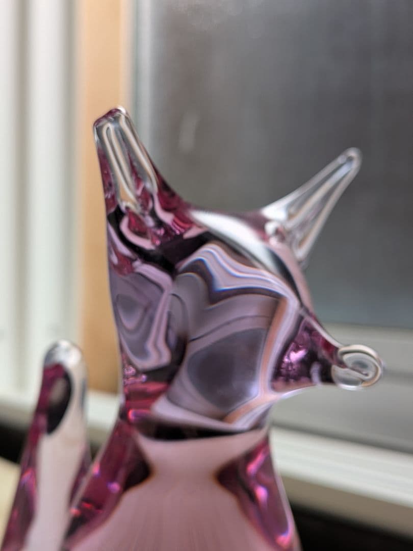 ヴィンテージBOHEMIA GLASS ピンクガラス一点もの