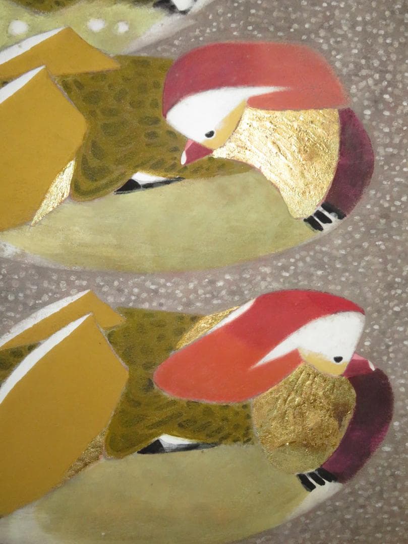 馬場連交　「鴛鴦」　日本画　M20号　大作　日本美術院院友　師：前田青邨