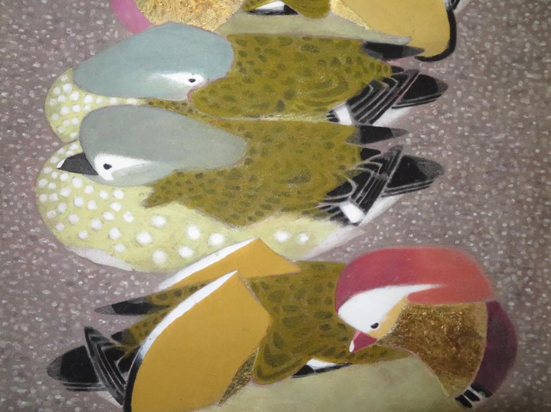 馬場連交　「鴛鴦」　日本画　M20号　大作　日本美術院院友　師：前田青邨