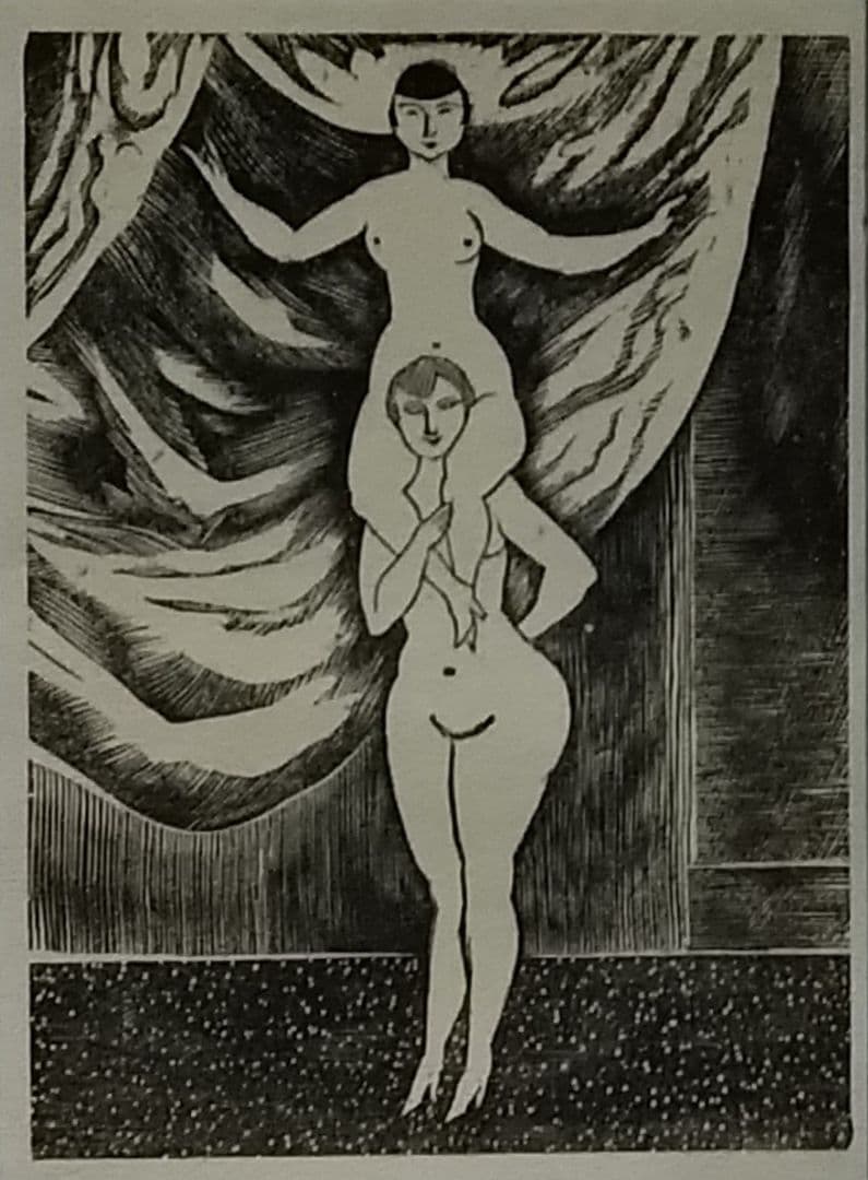 X藤田嗣治の木版画　１９２５年制作 本物保証