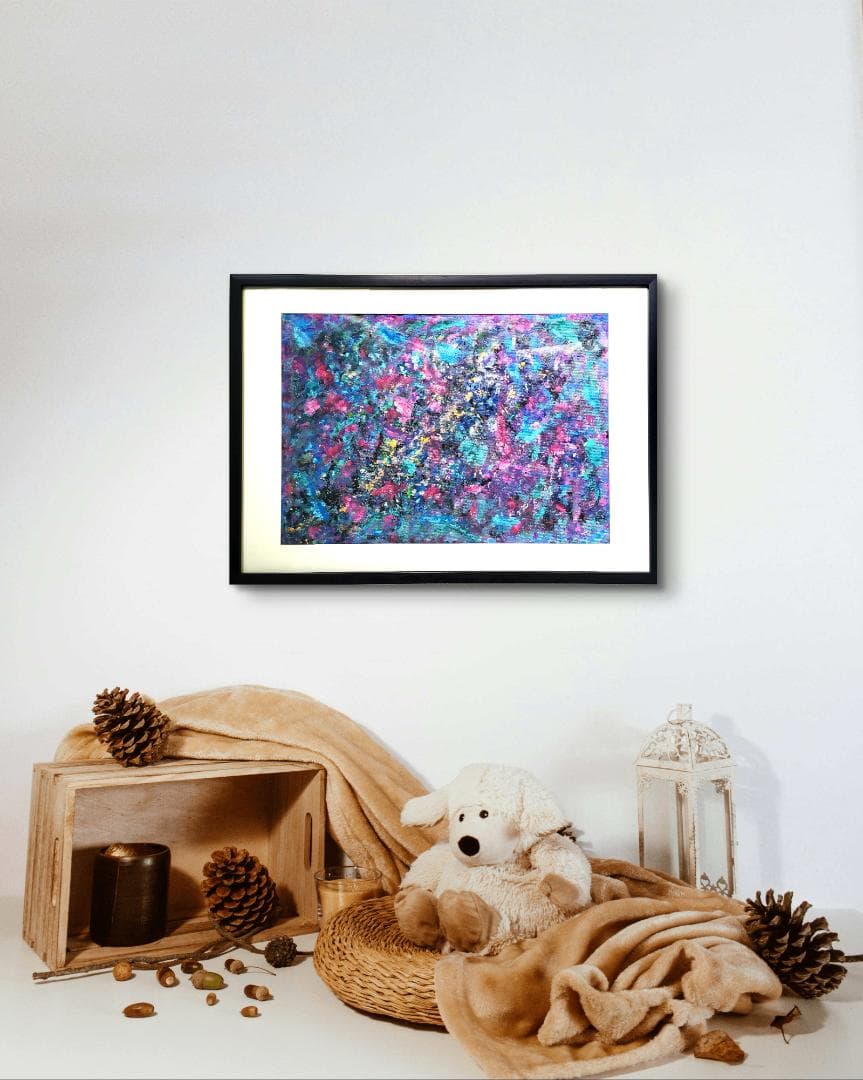 ミルキーウェイ/ 抽象画 77×56㎝ B2額縁セット 原画限り インテリア