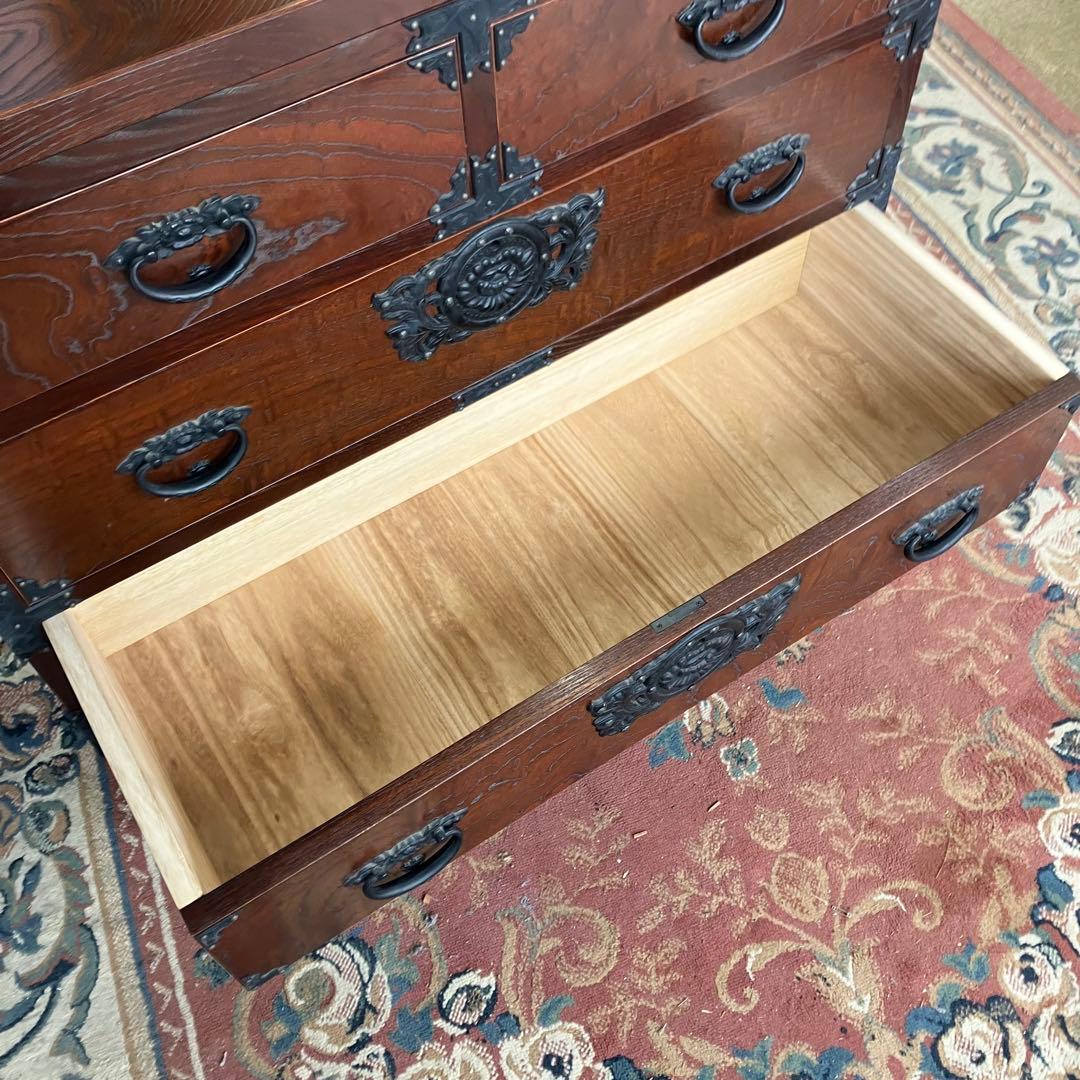 昭和レトロ 古家具 仙台箪笥 4段5杯 引き出し箪笥 和箪笥 ビンテージ古道具