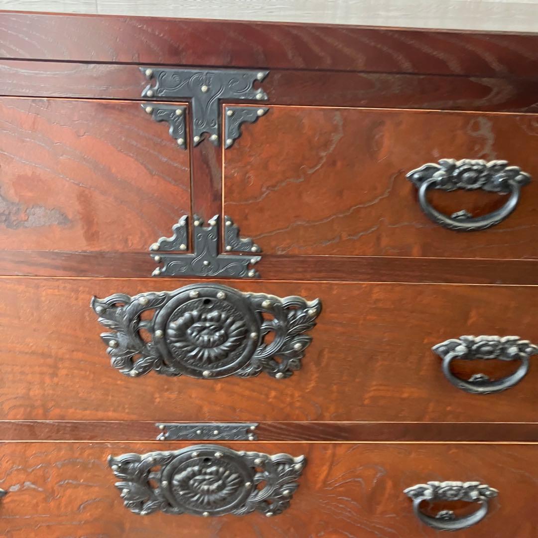 昭和レトロ 古家具 仙台箪笥 4段5杯 引き出し箪笥 和箪笥 ビンテージ古道具