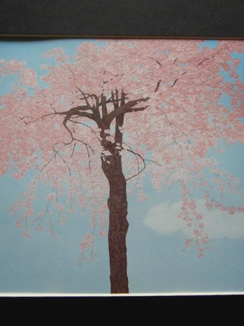 三輪晃久、【春】、希少な額装用画集より、美品、新品額装付、日本の風景
