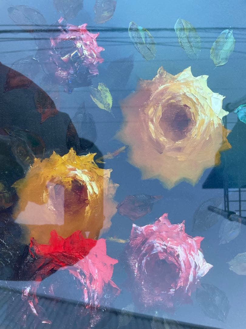 絵画　油彩　油絵　静物画　花　バラ