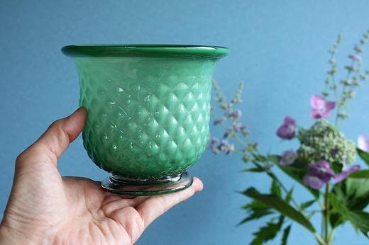 品番　g-0802 緑乳白盃洗　深鉢　コンポート　氷コップ　大正ロマン　レトロ