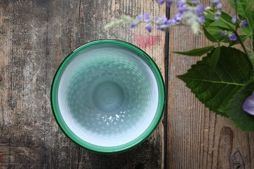 品番　g-0802 緑乳白盃洗　深鉢　コンポート　氷コップ　大正ロマン　レトロ