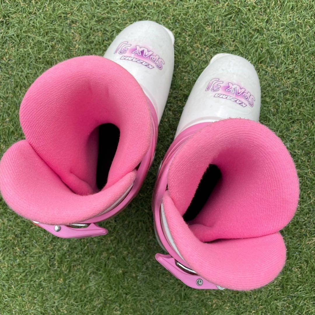 スキー　子ども　ジュニア　3点セット　スキー板　ブーツ　ストック　ピンク