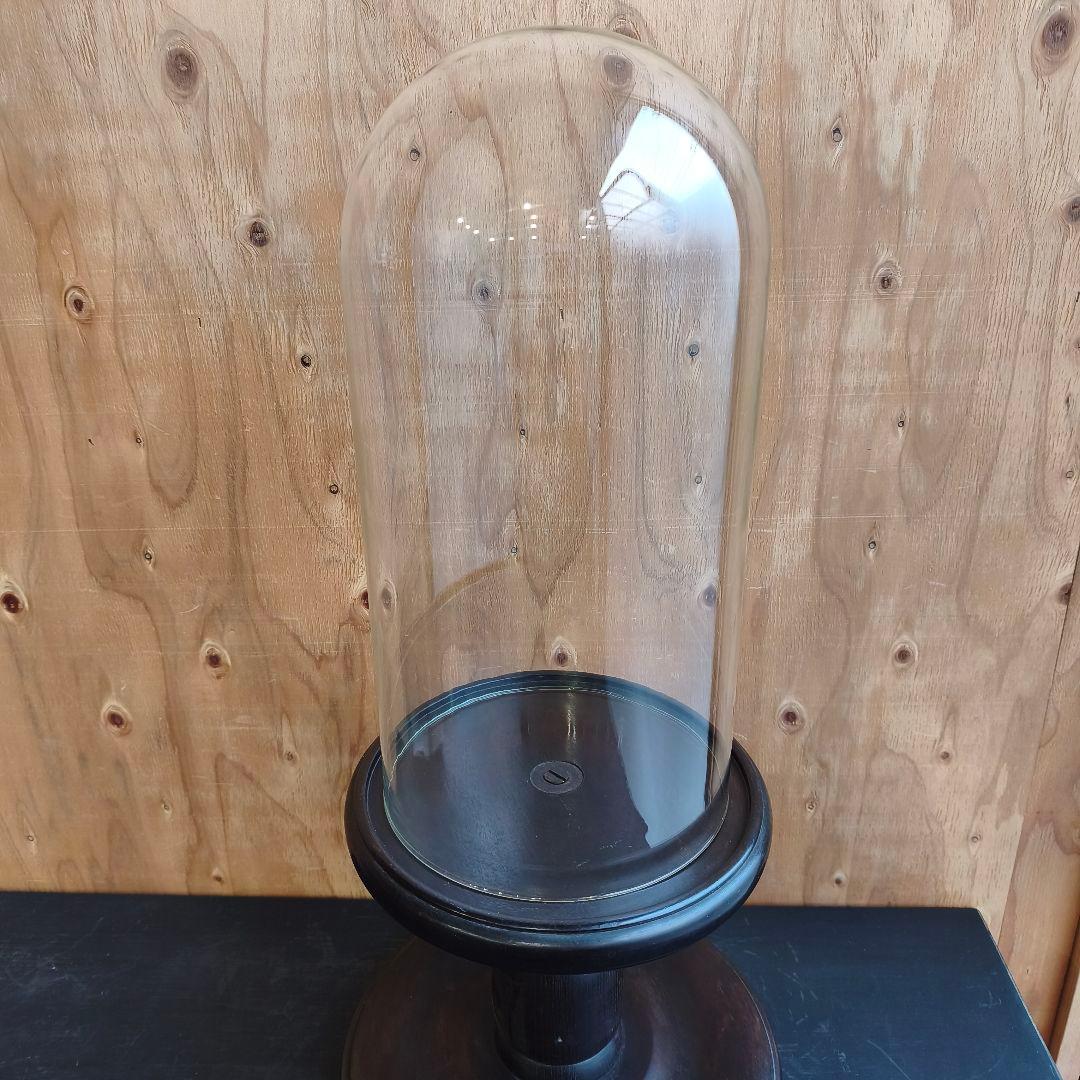 アンティーク ガラスドーム ディスプレイ台 木製台