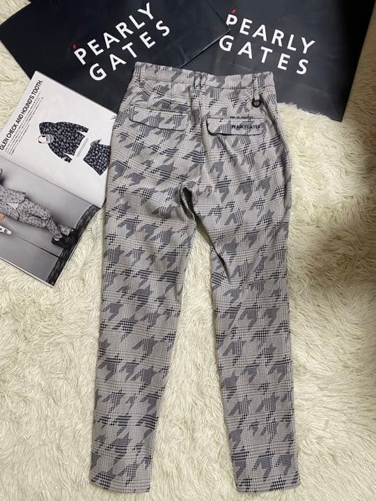 パーリーゲイツグレンチェック千鳥ジャガード起毛仕上げストレッチパンツサイズ00