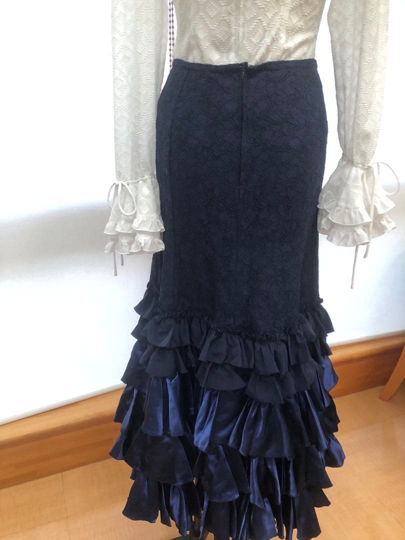 新品未使用✨フラメンコ 衣装　レースファルダ　イベリア　ネイビー